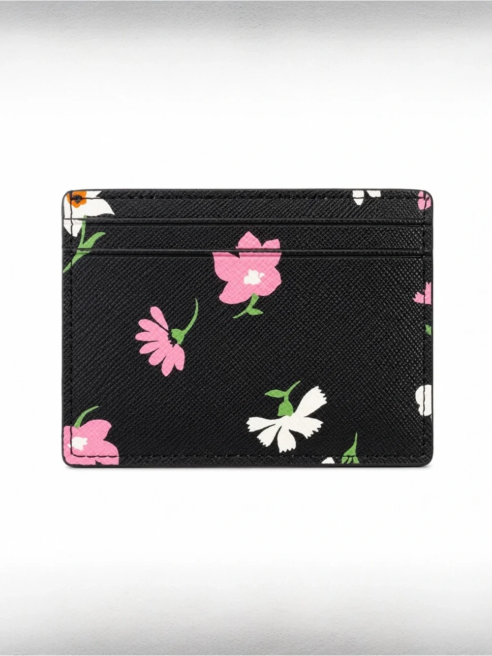 Kate Spade New York Madison Floral Waltz Card Holder Wallet NWT Black Leather